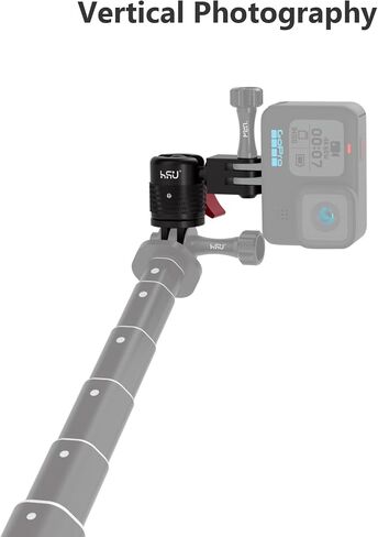 HSU 360° Rotation Camera Mount, Aluminum Vertical Bracket Tripod Adapter | Compatible with GoPro Hero 13/12/11/10/9/8/7/6/5 AKASO Campark DJI Osmo Action 6/5 Pro/4/3 and Other Action Cameras in Kuwait