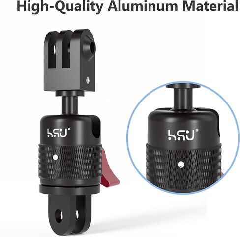 HSU 360° Rotation Camera Mount, Aluminum Vertical Bracket Tripod Adapter | Compatible with GoPro Hero 13/12/11/10/9/8/7/6/5 AKASO Campark DJI Osmo Action 6/5 Pro/4/3 and Other Action Cameras in Kuwait