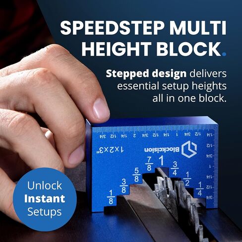 ELEON Blockcision™ Setup Blocks Woodworking Tools 16 PCS - Height Gauge Set with Easy Spacer Block - Stepped Level Design - Precision Ruler-Marked Setup Bars for Router Table Saw Accessories with Case in Kuwait