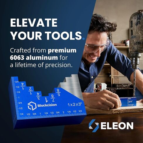 ELEON Blockcision™ Setup Blocks Woodworking Tools 16 PCS - Height Gauge Set with Easy Spacer Block - Stepped Level Design - Precision Ruler-Marked Setup Bars for Router Table Saw Accessories with Case in Kuwait