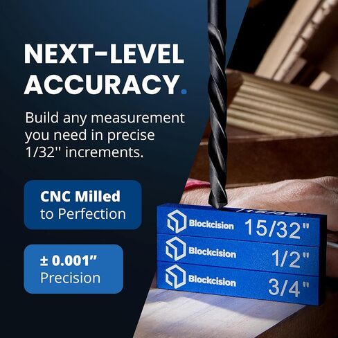 ELEON Blockcision™ Setup Blocks Woodworking Tools 16 PCS - Height Gauge Set with Easy Spacer Block - Stepped Level Design - Precision Ruler-Marked Setup Bars for Router Table Saw Accessories with Case in Kuwait