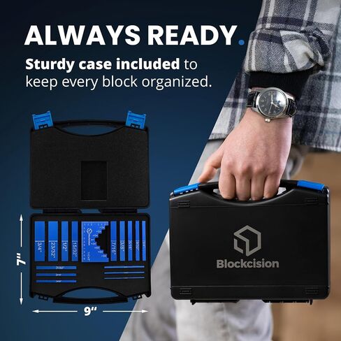 ELEON Blockcision™ Setup Blocks Woodworking Tools 16 PCS - Height Gauge Set with Easy Spacer Block - Stepped Level Design - Precision Ruler-Marked Setup Bars for Router Table Saw Accessories with Case in Kuwait