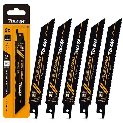 TOLESA Reciprocating Saw Blades, 6" 14TPI for Heavy Metal, 5-Pack in Kuwait