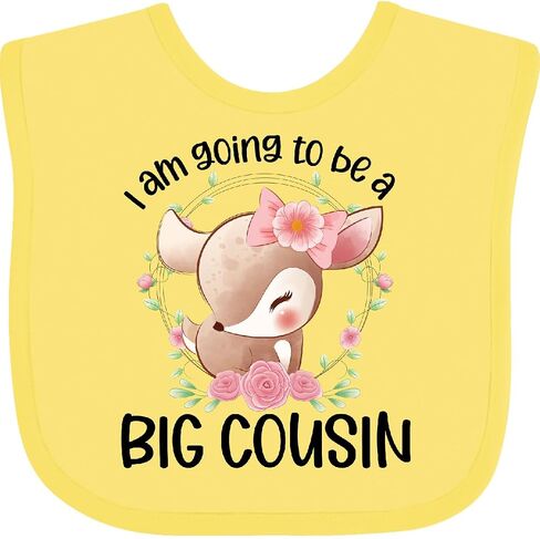 Floral Deer Fawn I Am Going To Be a Big Cousin Baby Bib in Kuwait