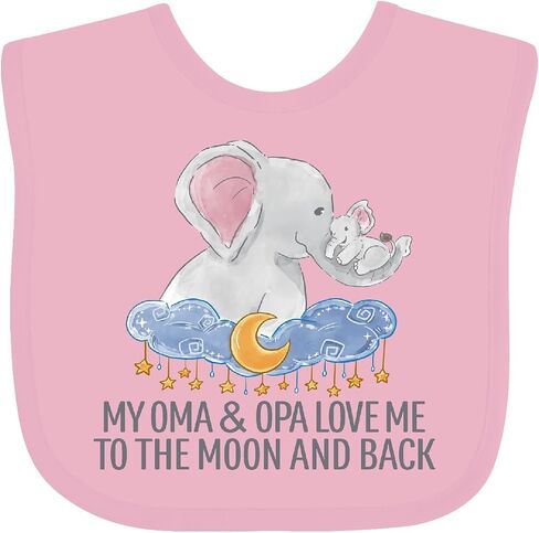 inktastic My Oma and Opa Love Me To the Moon and Back Elephants Baby Bib in Kuwait