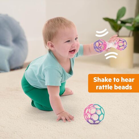 Bright Starts Delightful Duo 2-Pack Gift Set with Easy-Grasp Oball Rattles, Pink, Baby Toys for Newborn and Up in Kuwait
