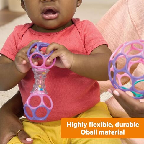 Bright Starts Delightful Duo 2-Pack Gift Set with Easy-Grasp Oball Rattles, Pink, Baby Toys for Newborn and Up in Kuwait