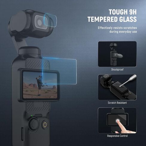 NEEWER 3 Pack Screen Protector Kit Compatible with DJI Osmo Pocket 3 / Pocket 4 / Xtra Muse, 9H HD Anti Scratch Tempered Glass Protective Film Accessories for Gimbal Camera Touchscreen & Lens, CA140 in Kuwait