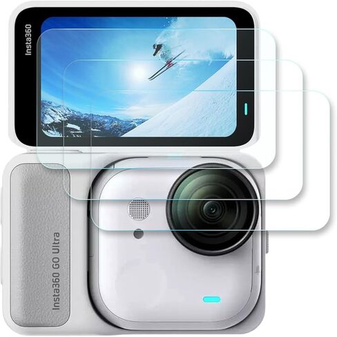 Screen Protector for Insta360 GO Ultra, 9H Tempered Glass | 3-Pack + ABS Box. NOT for GO3/3S. 9H Hardness, Anti-Scratch, Anti-Bubble, HD Clarity, Anti-Fingerprint, Easy Install in Kuwait