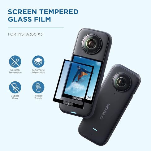 CYNOVA Insta 360 X3 Screen Tempered Film Set, Screen Protector for Insta 360 X3 Accessories LCD Tempered Glass 9H Hardness in Kuwait