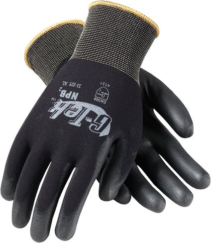 G-Tek 33-325/L, Heavy Weight Seamless Knit Nylon Glove with Premium Thick Polyurethane Coated Flat Grip on Palm & Fingers in Kuwait