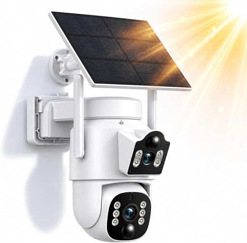 Camcamp Solar Security Cameras Wireless Outdoor, Dual Lens 4-Camera System | 10CH NVR with 500GB Local Storage, 2K Color Night Vision, 2-Way Audio, 2.4/5GHz WiFi, No Monthly Fee for Home Security in Kuwait