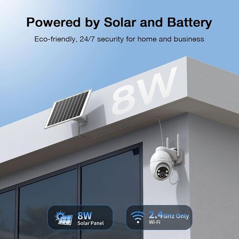 TKENPRO 2K Solar Camera Outdoor Wireless, 2.4GHz Wi-Fi Connected | 24/7 Continuous Recording, Human Auto Tracking, 2K Color Night Vision, 360° Panoramic View, IP65 in Kuwait