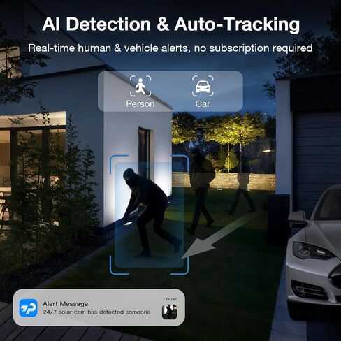 TKENPRO 2K Solar Camera Outdoor Wireless, 2.4GHz Wi-Fi Connected | 24/7 Continuous Recording, Human Auto Tracking, 2K Color Night Vision, 360° Panoramic View, IP65 in Kuwait