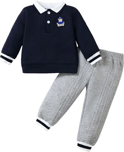 Jecson Toddler Boy Clothes Toddler Sweatsuit Soft Two Piece Casual Outfit | Soft, skin-friendly, stretchy, durable, fall outfits for toddler boys, ideal fall outfits for all autumn daily activities in Saudi Arabia