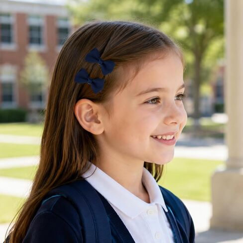 Navy Blue School Hair Bow Accessories Set Uniform Hair Bows Clips Headband | 10Pcs Hair Bow Accessories, Hair Ties, Ponytail Holder, Curly Korker Bows, School, Toddler, Girls in Kuwait