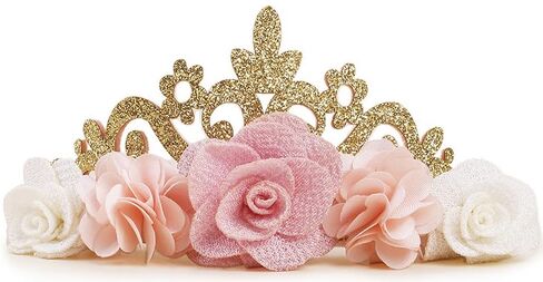 INOGIH Baby Girl Birthday Crown Floral Headband Soft Flower Head Wrap Tiara Hairband for 1-3 Years in Kuwait