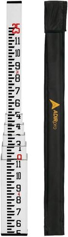 AdirPro 20 ft Fiberglass Telescoping Grade Rod | 5-Section Rectangular Leveling Rod with 10th Foot Graduations | Non-Glare, Corrosion Resistant | Heavy-Duty Carrying Case Included in Saudi Arabia