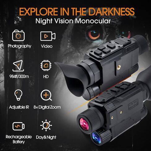 Head-Mounted Night Vision Monocular Digital Infrared Monocular for Camping Hunting in Saudi Arabia