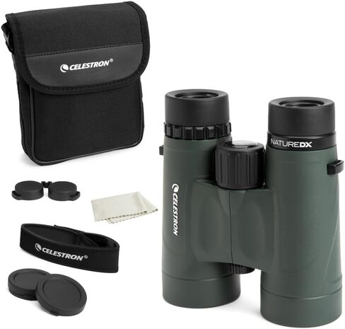 Celestron Nature DX 12x56 Premium Binoculars for Dawn & Dusk Observation | 56mm Light-Gathering Objectives, Bright Low-Light Performance, BaK-4 Phase Coated Prism, Waterproof & Fogproof, Rubber Armor in Kuwait
