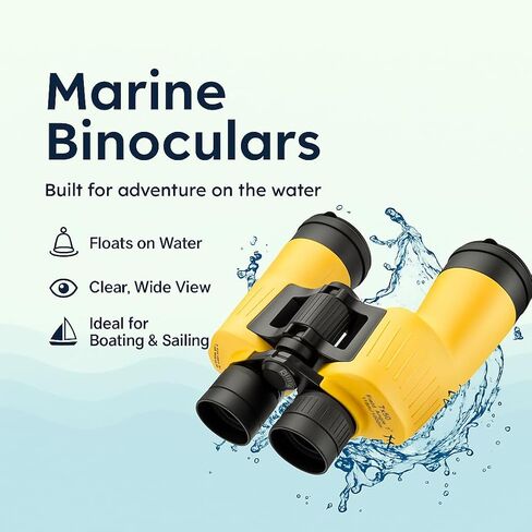 Barska Floatmaster 7x50 Marine Binoculars – Floating, Waterproof, Fogproof, Rubber Armored Boating Binoculars with BAK-4 Prisms & Multi-Coated Optics in Kuwait