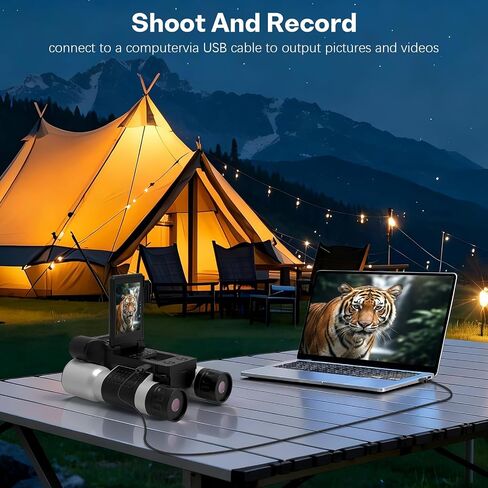 Binoculars with Camera and Night Vision - 12x42 Digital Binoculars with 2.4" IPS Screen, 7 IR Modes for 200-300m in Darkness, for Bird Watching, Hiking, Camping - Includes 32GB Card (Black) in Kuwait