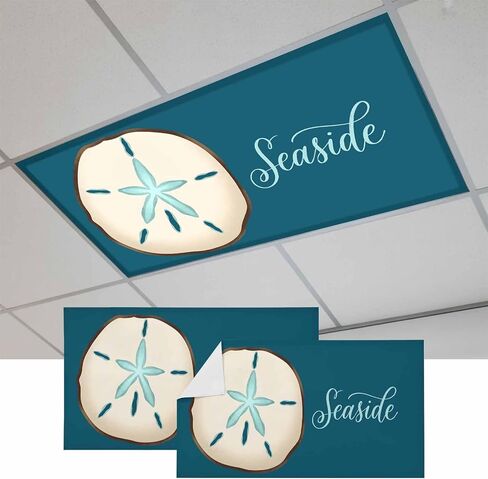 Summer Ocean Magnetic Fluorescent Light Covers for Ceiling Lights 2x4 Ft, Cartoon Coastal Seaside Starfish Blue Office Classroom Kitchen Drop Ceiling Light Covers Lighting Filters Shade Panel 2 Packs in Kuwait