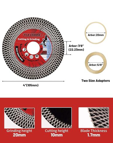 4" Ceramic Cutting Disc,Grinding Tile Blade for Cutting and Grinding Porcelain Tile Granite Marble in Kuwait