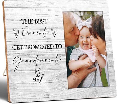 First Time Grandparents Picture Frame, Fits 4x6 Inch Photo(033) | Grandchild Photo Frame, Dark Brown Rustic Design, Overall Size 9.8x7.9 in in Saudi Arabia