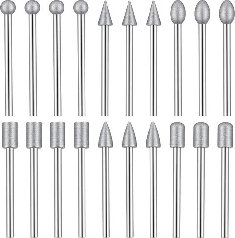 20Pcs 120 Grit Diamond Bits Set, 1/8 Inch Shank, Sturdy Diamond Engraving Bits for Rotary Tools, Reusable Stone Carving Set for Polishing, Engraving, Grinding in Kuwait