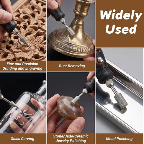 20Pcs 120 Grit Diamond Bits Set, 1/8 Inch Shank, Sturdy Diamond Engraving Bits for Rotary Tools, Reusable Stone Carving Set for Polishing, Engraving, Grinding in Kuwait