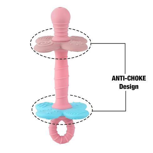PandaEar 3 Pack Silicone Flower Baby Teether, Nipple-Shaped Gum Massager with Anti-Choke Guard, Easy-Grip Textured Teething Tube in Kuwait