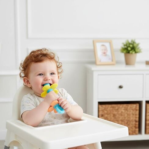 PandaEar 3 Pack Silicone Flower Baby Teether, Nipple-Shaped Gum Massager with Anti-Choke Guard, Easy-Grip Textured Teething Tube in Kuwait