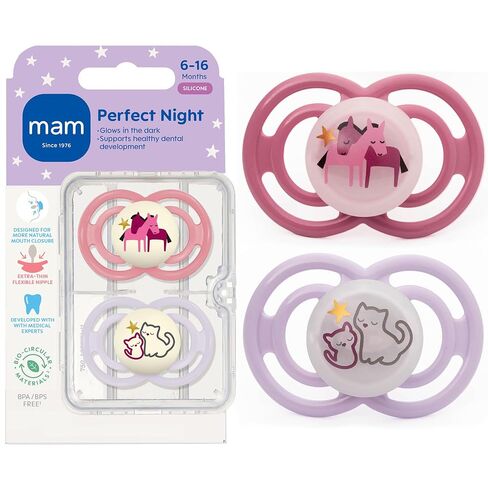 MAM Perfect Baby Premium Pacifier 6-16 Months, Extra Thin Nipple, 2 Pack in Kuwait