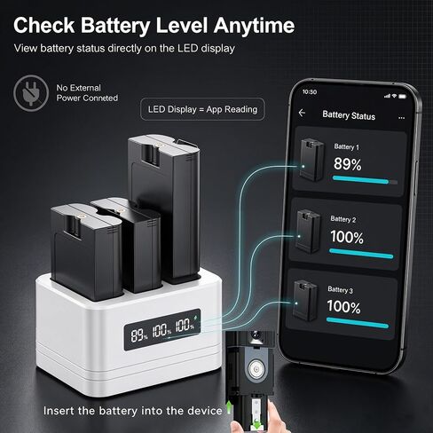Replacement Battery Pack for Ring Doorbell,6040mAh High Capacity Rechargeable Battery with LED Display Charger,Compatible with Ring Video Doorbell 2/3/3 Plus/4,Spotlight Cam,Stick Up & Peephole Cam in Saudi Arabia