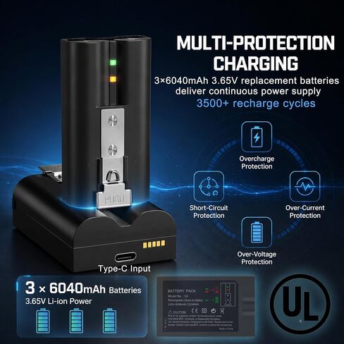 Replacement Battery Pack for Ring Doorbell,6040mAh High Capacity Rechargeable Battery with LED Display Charger,Compatible with Ring Video Doorbell 2/3/3 Plus/4,Spotlight Cam,Stick Up & Peephole Cam in Saudi Arabia