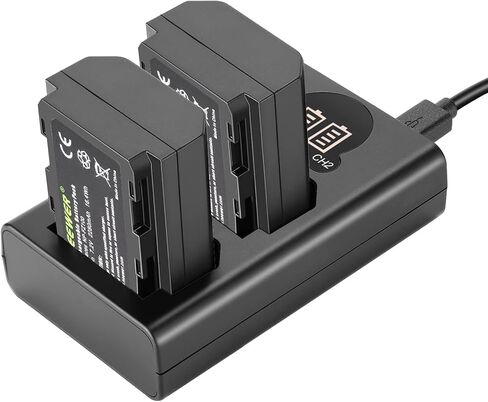 Neewer Replacement Battery and Charger Set for LP-E6NH, Compatible with Canon EOS R7 R5 R6, 5D III IV, 6D II, 7D II, 80D, 90D, 2 Pack 2250mAh Batteries, Dual USB Charger with LCD Screen, USB-C Cable in Kuwait