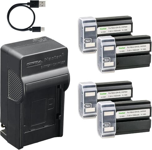 Kastar 4-Pack Battery and AC & USB-C Charger, Compatible with Nikon EN-EL1, Konica Minolta NP-800, Nikon Coolpix 4300 4500 4800 5000 5400 5700 8700 775 880 885 995 E880, Konica Minolta DiMAGE A200 in Kuwait