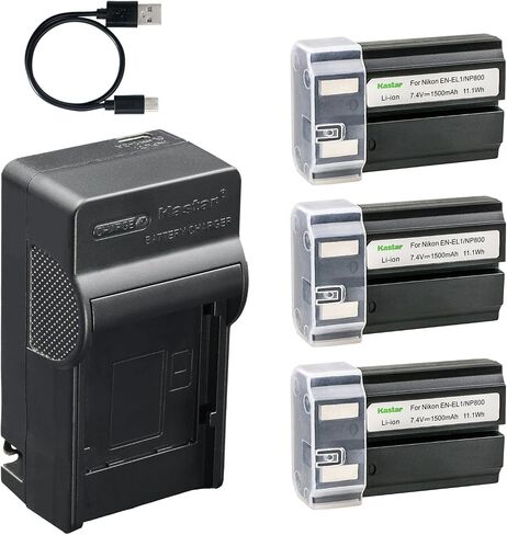Kastar 4-Pack Battery and AC & USB-C Charger, Compatible with Nikon EN-EL1, Konica Minolta NP-800, Nikon Coolpix 4300 4500 4800 5000 5400 5700 8700 775 880 885 995 E880, Konica Minolta DiMAGE A200 in Kuwait