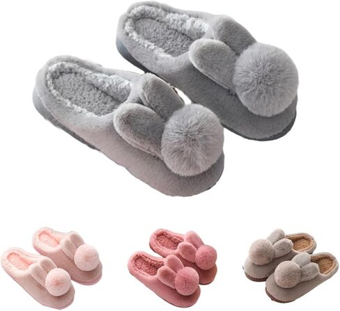Bunny Fuzzy Slippers Cute Slippers Soft Plush Animal Slippers Warm House Slippers in Kuwait
