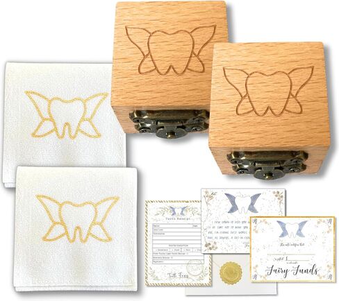 Tooth Fairy Box & Tooth Pouch Holder | Tooth Keepsake Box W/Tooth Fairy Bag I Magnet Closure - Set of 1 in Kuwait