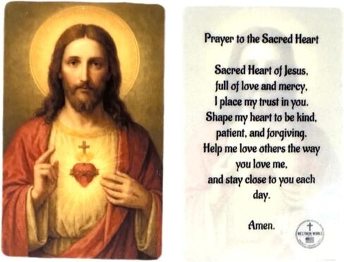 Westmon Works Sacred Heart of Jesus Centerpiece Italian Metal Rosary Center with Laminated Made in the USA Holy Prayer Card in Kuwait