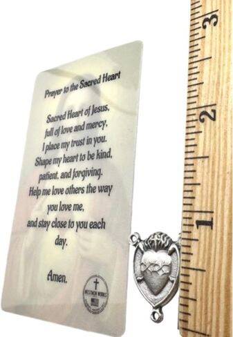 Westmon Works Sacred Heart of Jesus Centerpiece Italian Metal Rosary Center with Laminated Made in the USA Holy Prayer Card in Kuwait