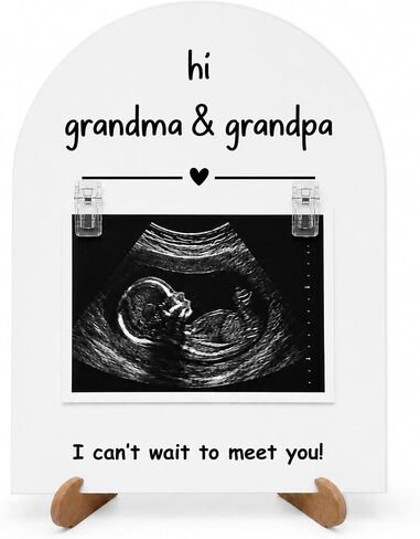 Pregnancy Announcement Wooden Ultrasound Picture Frame for Grandparents Grandma, Baby Announcement Gift Printed Photo Frame, Baby Reveal Grandma Grandpa Keepsake, 5.12 × 6.61in-A08 in Kuwait