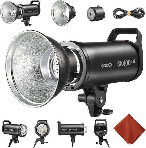 Godox Sk400iii v Sk400iiiv Kit 400Ws Professional Strobe Flash GN65 5700K 0.1-1.5s Recycle Bowens Mount Photography Light Set with Built-in Godox 2.4G Wireless X System and 10W Modeling Lamp in Kuwait