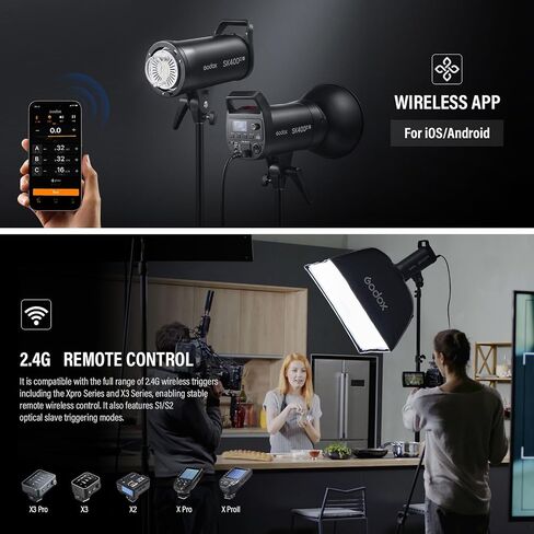 Godox Sk400iii v Sk400iiiv Kit 400Ws Professional Strobe Flash GN65 5700K 0.1-1.5s Recycle Bowens Mount Photography Light Set with Built-in Godox 2.4G Wireless X System and 10W Modeling Lamp in Kuwait