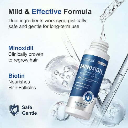 8 Pack 5% Minoxidil Hair Care Serum for Men & Women with Biotin, Castor Oil, Panthenol & Glycerin, Extra Strength Precision Dropper for Thicker Hair, Beard & Hairline, 8 Month Routine Supply in Kuwait