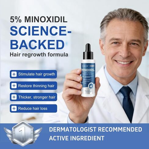 8 Pack 5% Minoxidil Hair Care Serum for Men & Women with Biotin, Castor Oil, Panthenol & Glycerin, Extra Strength Precision Dropper for Thicker Hair, Beard & Hairline, 8 Month Routine Supply in Kuwait