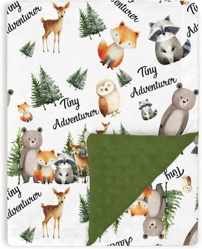 Baby Blankets for Girls Boys 30" x 40", Soft Double Layer Minky Blanket with Dotted Fleece Back, Nursery Bed Receiving Quilt Newborn Infant Toddler Shower Gift Forest Animals Adventure Theme in Kuwait