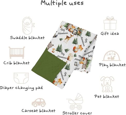 Baby Blankets for Girls Boys 30" x 40", Soft Double Layer Minky Blanket with Dotted Fleece Back, Nursery Bed Receiving Quilt Newborn Infant Toddler Shower Gift Forest Animals Adventure Theme in Kuwait